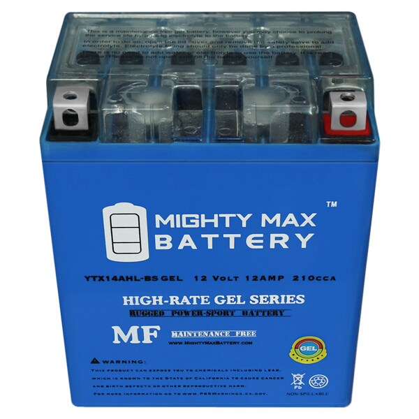 Mighty Max Battery YTX14AHL Gel Battery Replacement for Kawasaki